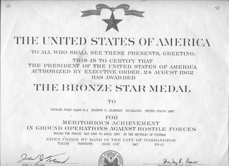 Ken Klinkert - Bronze Star Recipient
